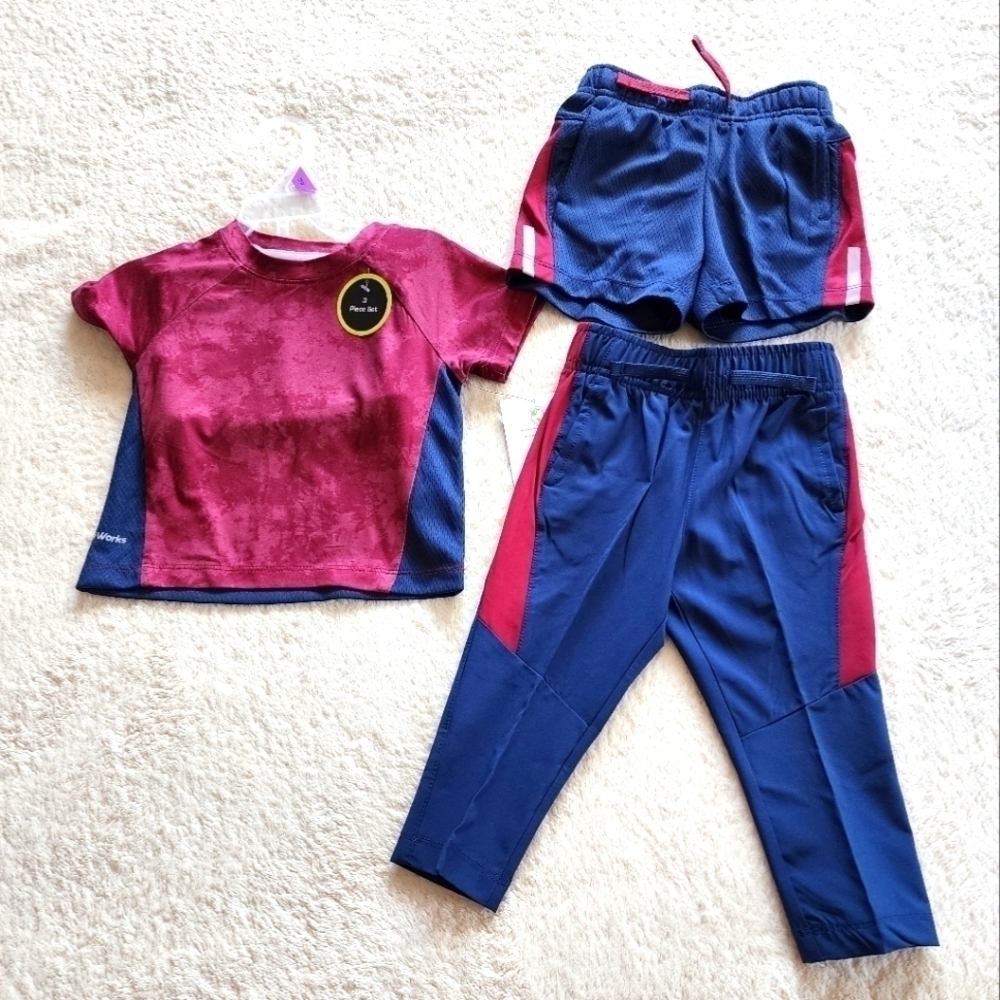 New toddler boy T-Shirt Short and Jogger Pants Outfit 3-Piece set